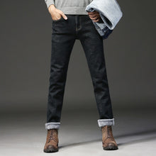 Load image into Gallery viewer, Jeans Men Black Slim Fit Stretch Thick