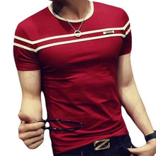 Load image into Gallery viewer, Man's Fashion T-Shirt Short Sleeves Stripe Fold