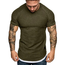 Load image into Gallery viewer, T Shirts Men's Summer Pleats Slim Fit Raglan