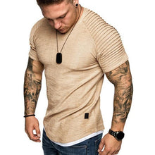 Load image into Gallery viewer, T Shirts Men's Summer Pleats Slim Fit Raglan